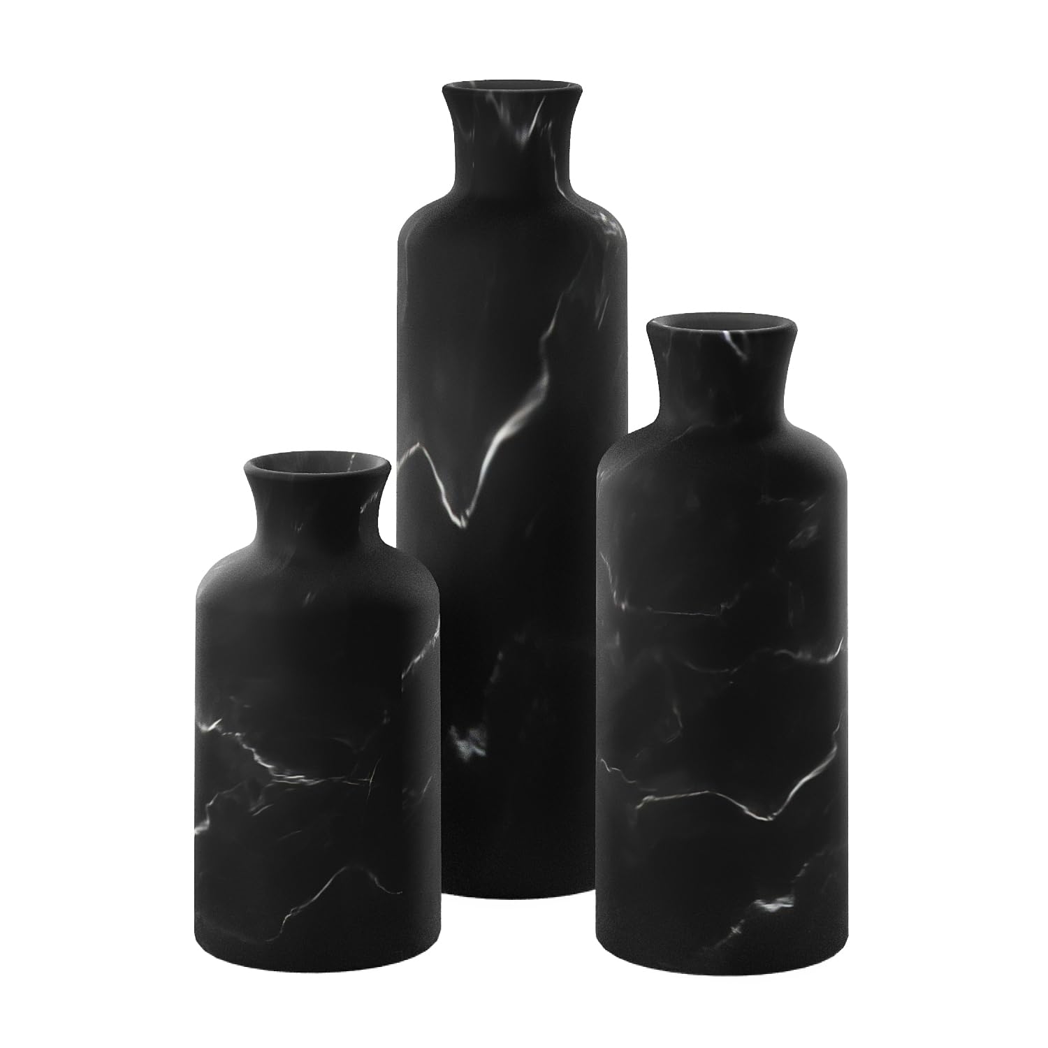 Creative Scents Black Marble Look Vase Set on kitchen counter with pampas grass for stylish evenings