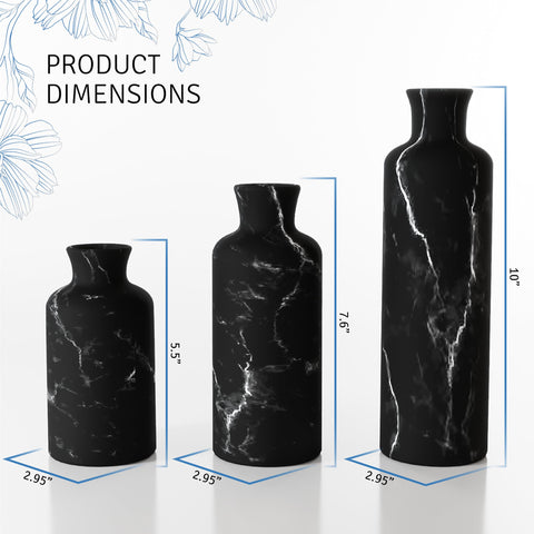 Creative Scents Black Marble Look Vase Set wrapped in soft lighting for ambiance