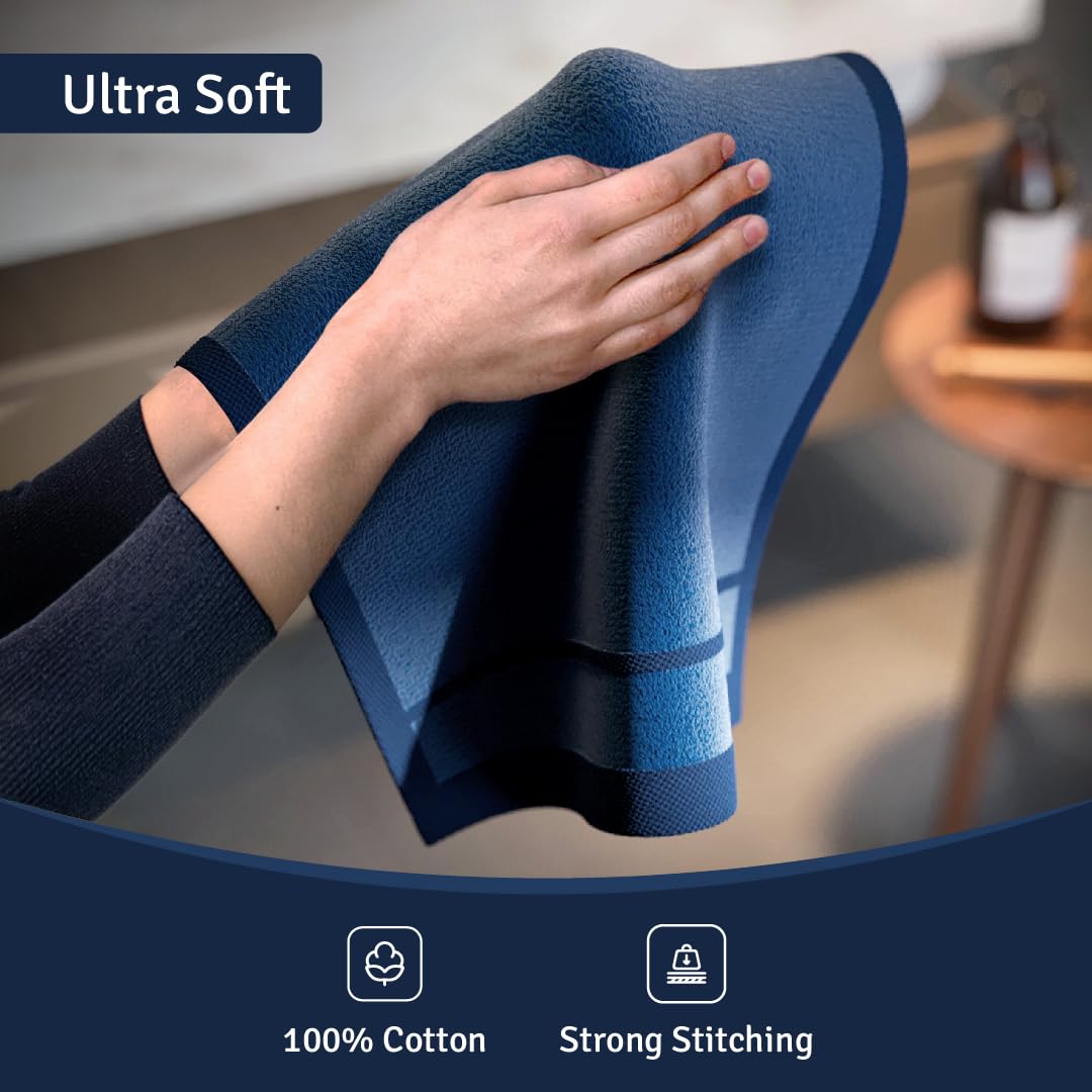 Creative Scents blue fingertip towels, gift-ready 4-pack for housewarmings and guest bathrooms.