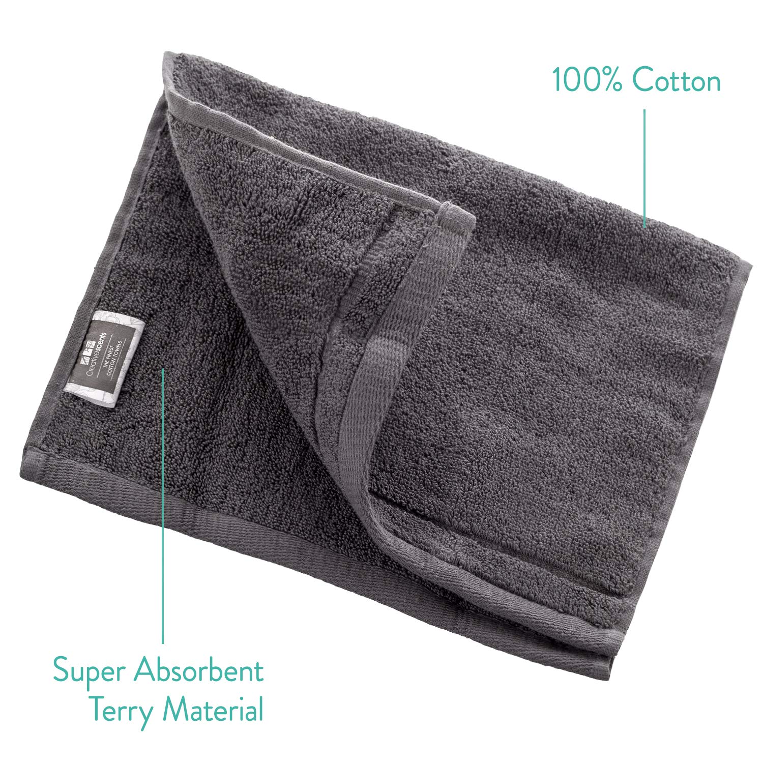 Creative Scents cotton towels with finished edges resist unraveling for long-lasting bathroom decor.