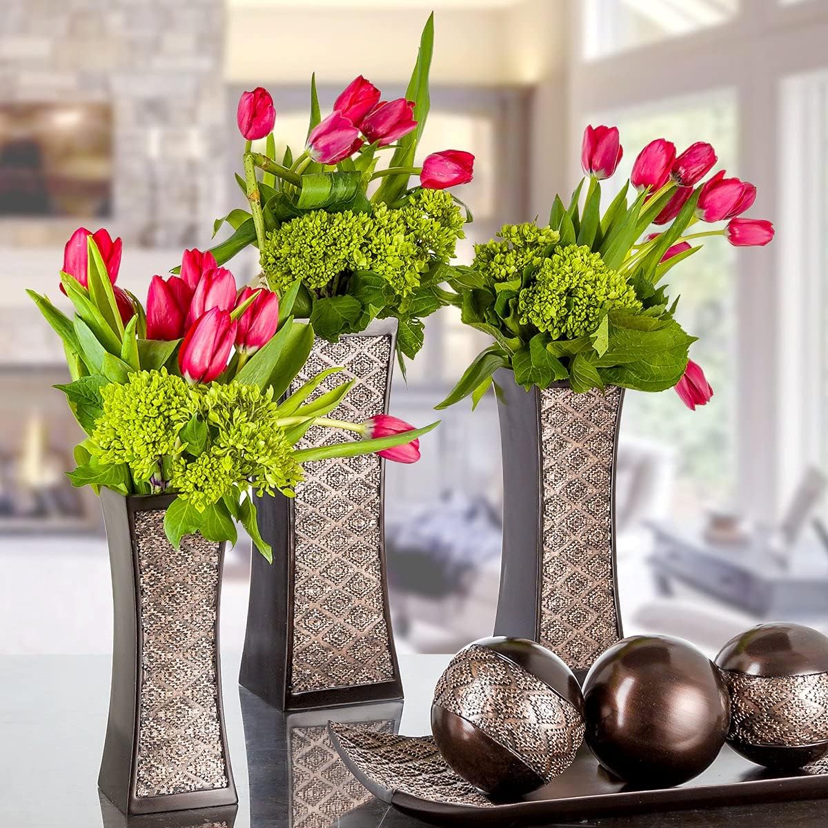 Creative Scents Dublin Brown Dining Table Centerpiece, versatile decor option.