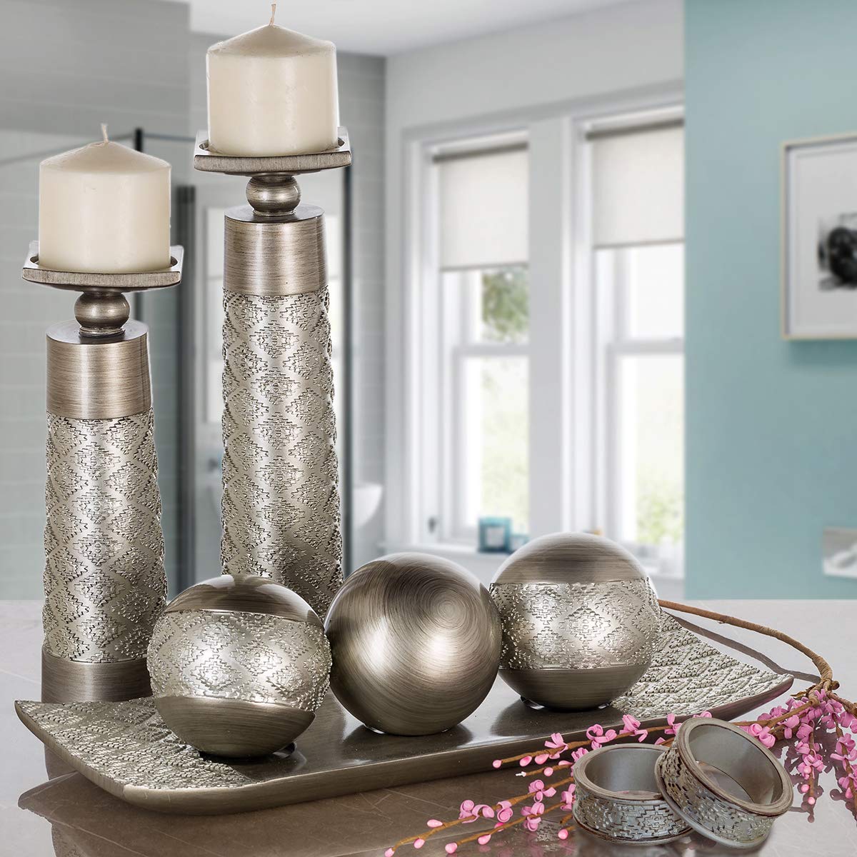 Creative Scents Dublin silver orb ball 3 enhances coffee table styling