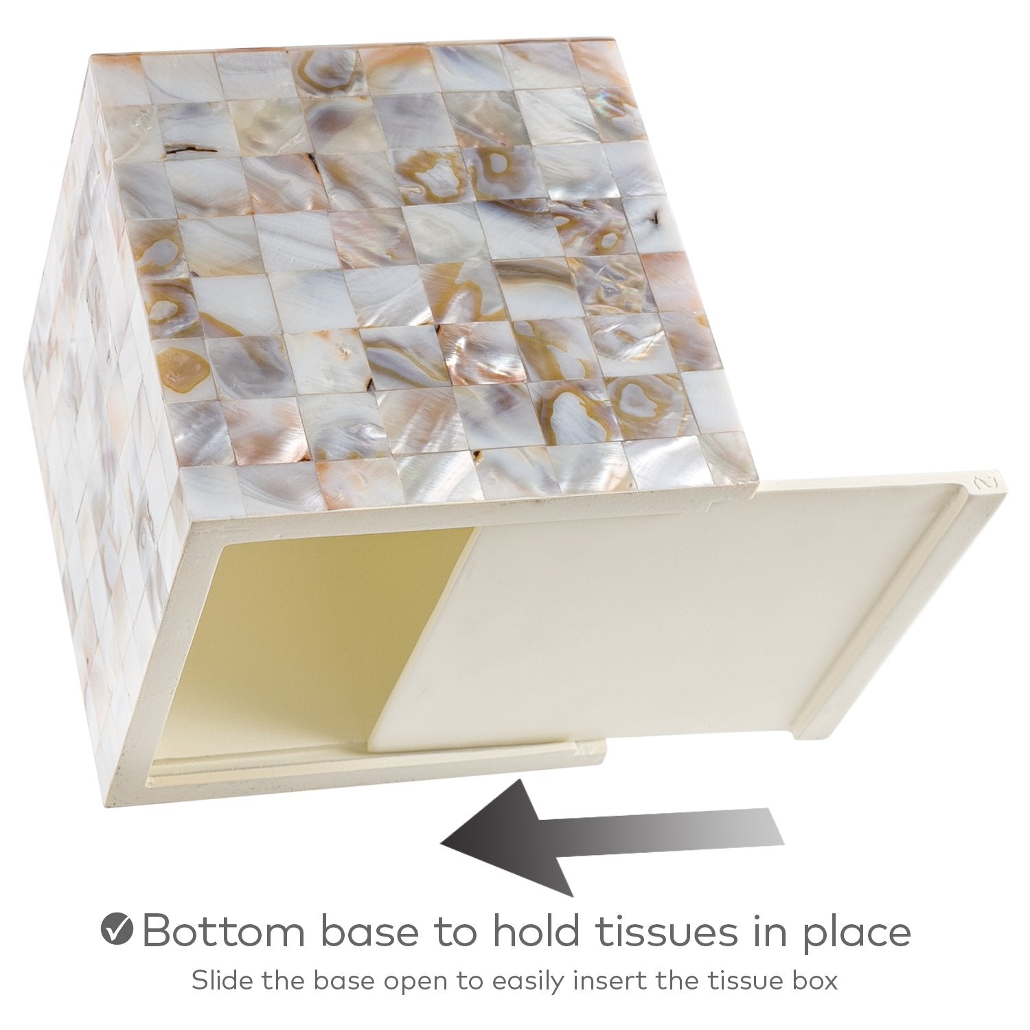 Creative Scents Milano close-up capiz shells show shimmering, durable finish.