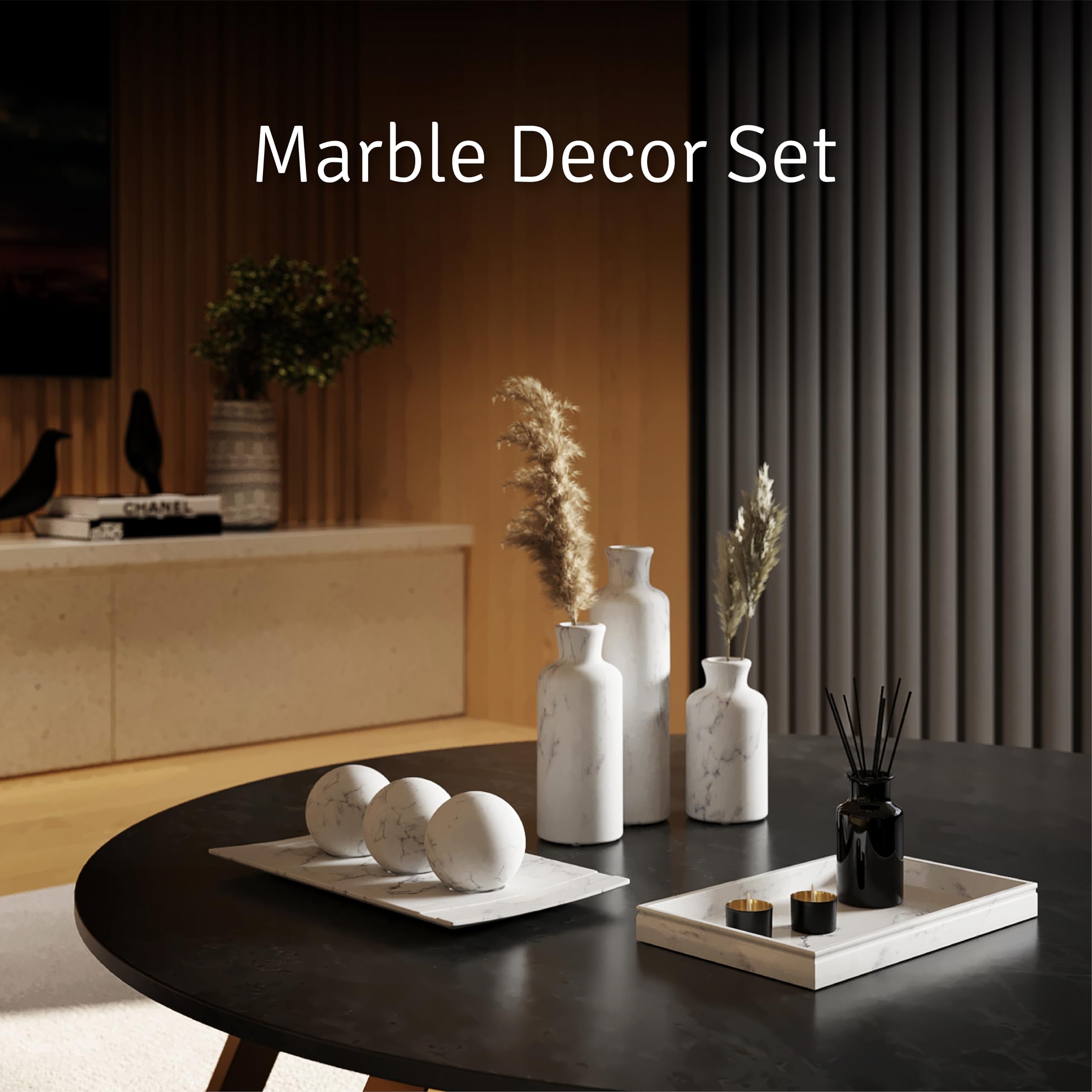 Creative Scents marble-look decor tray enhances everyday spaces elegantly.