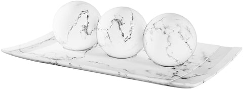 Creative Scents white marble tray viewed from above creates a striking centerpiece.