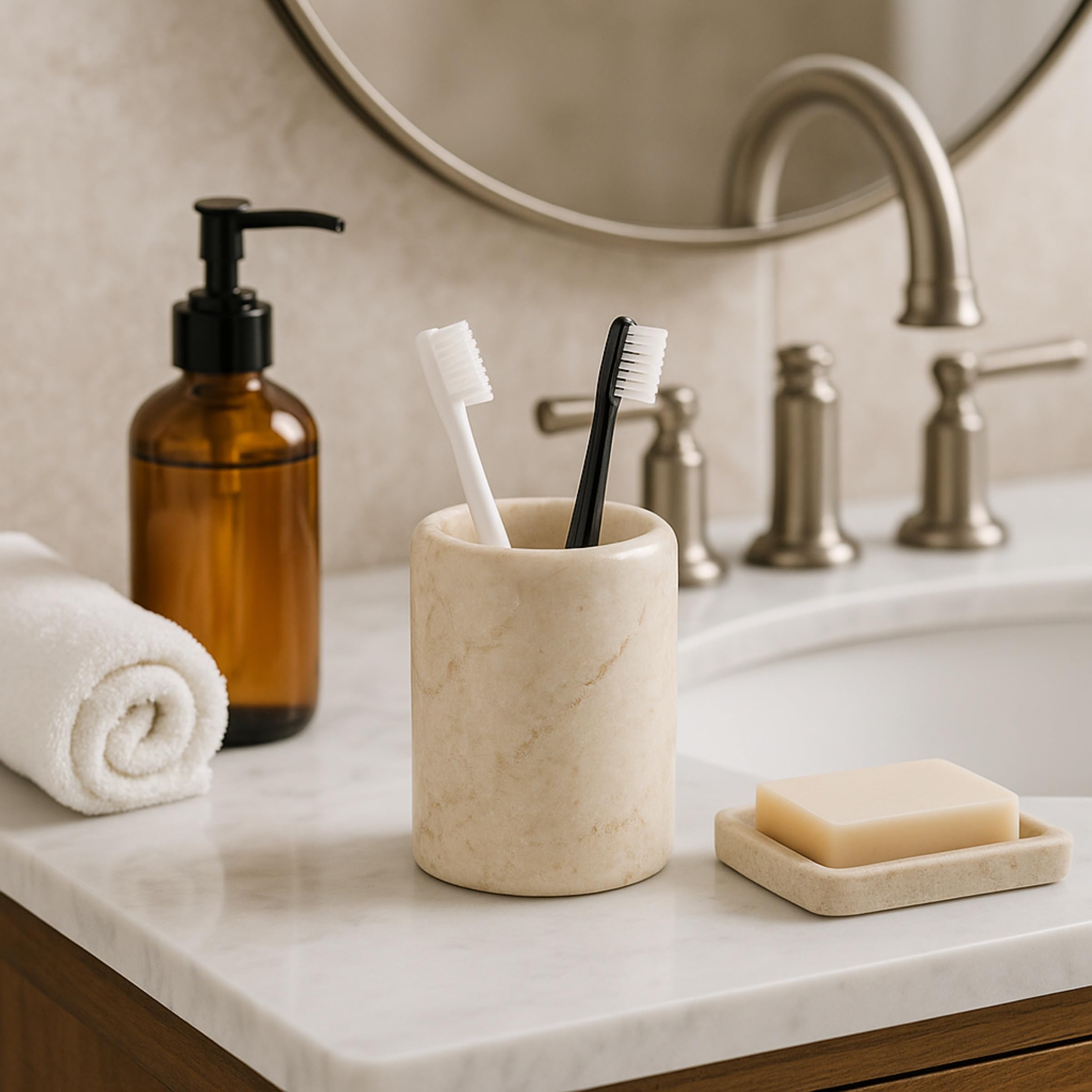 Creative Home compact vanity tray fits small bathrooms while organizing essentials.