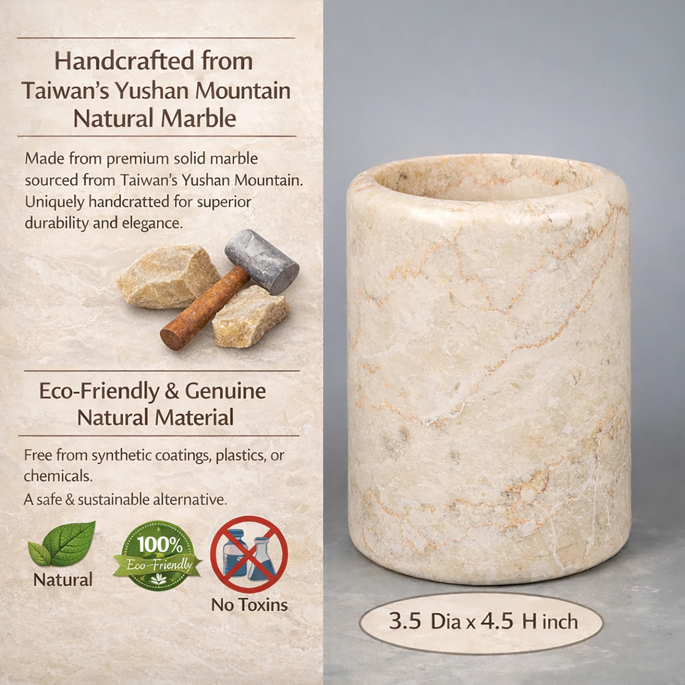 Creative Home hand-polished marble surface provides a smooth spa-like touch for daily routines.
