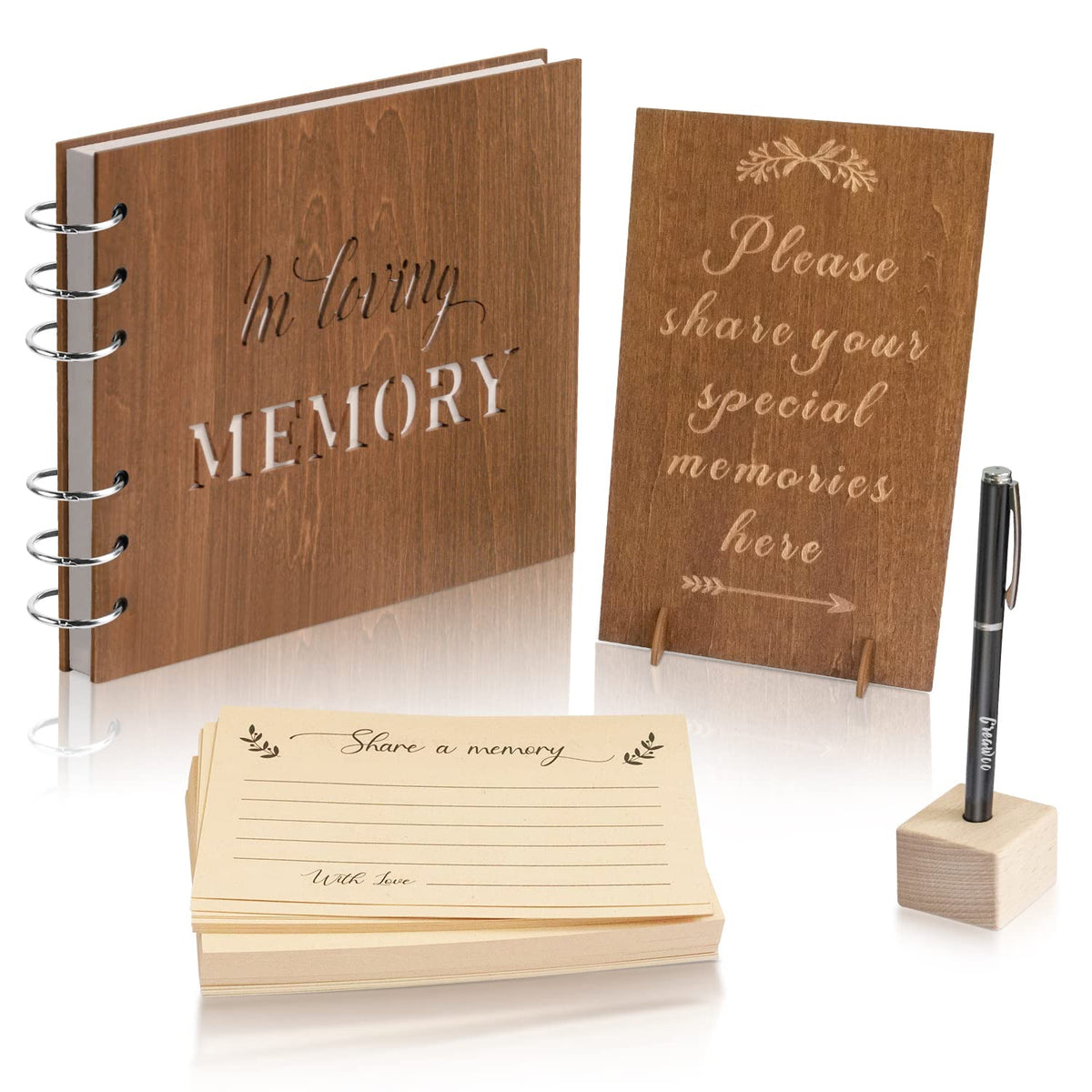 Creawoo wooden funeral guest book cover, premium craftsmanship for memorial memories.