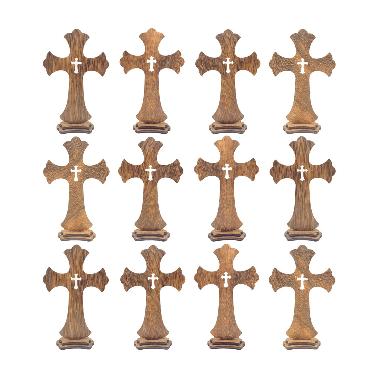 Cregugua wood standing cross 9inch for elegant home altar display