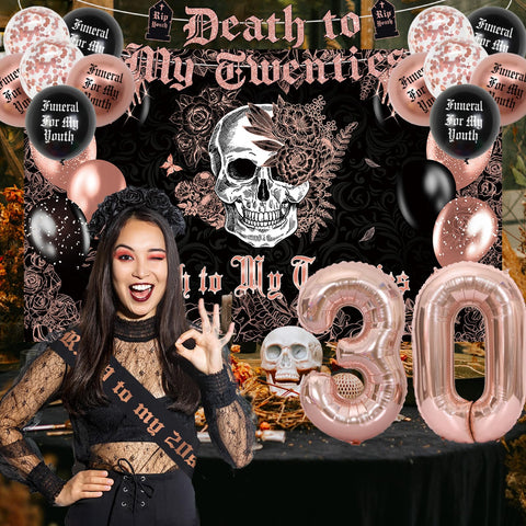 Crenics 30-inch rose gold and black balloon for celebration photos