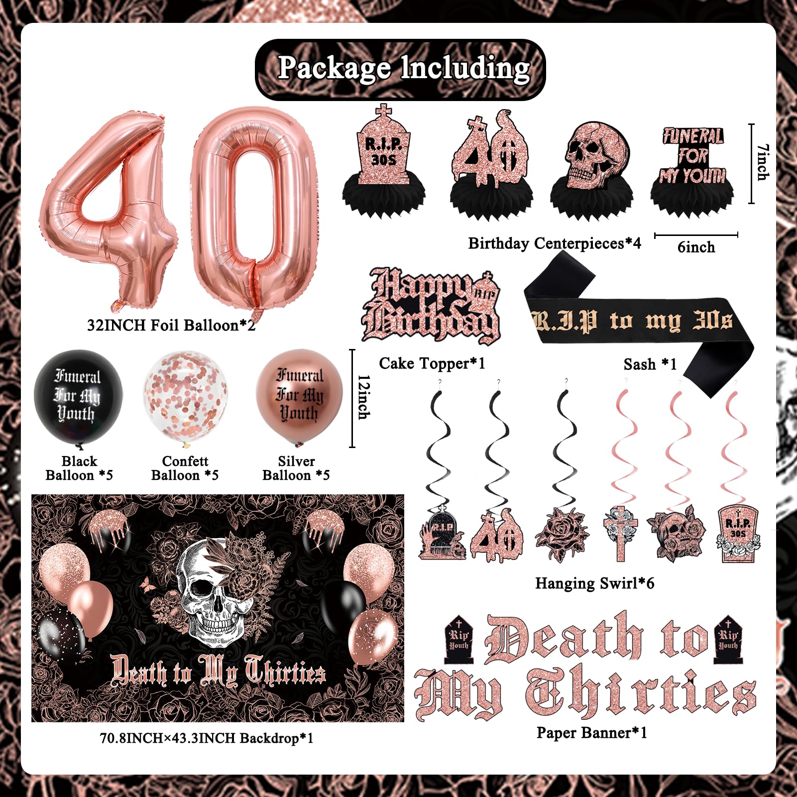 Crenics Death to My Thirties banner framing the gothic celebration.