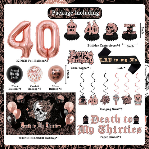Crenics Death to My Thirties banner framing the gothic celebration.