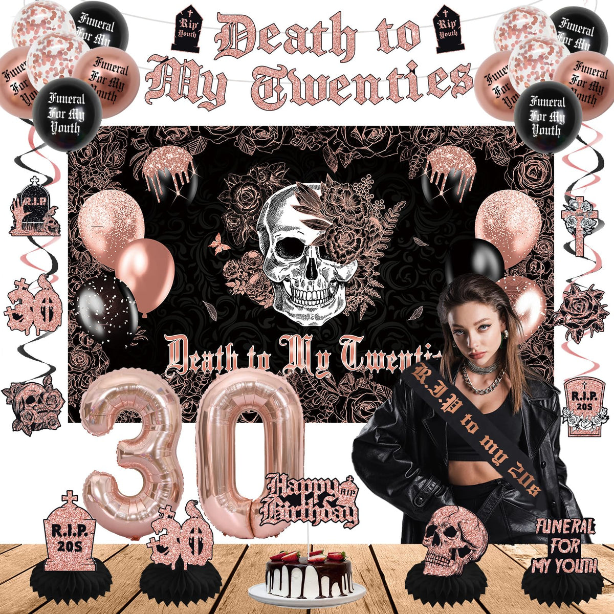 Crenics Death to My Twenties backdrop for standout 30th birthday photography
