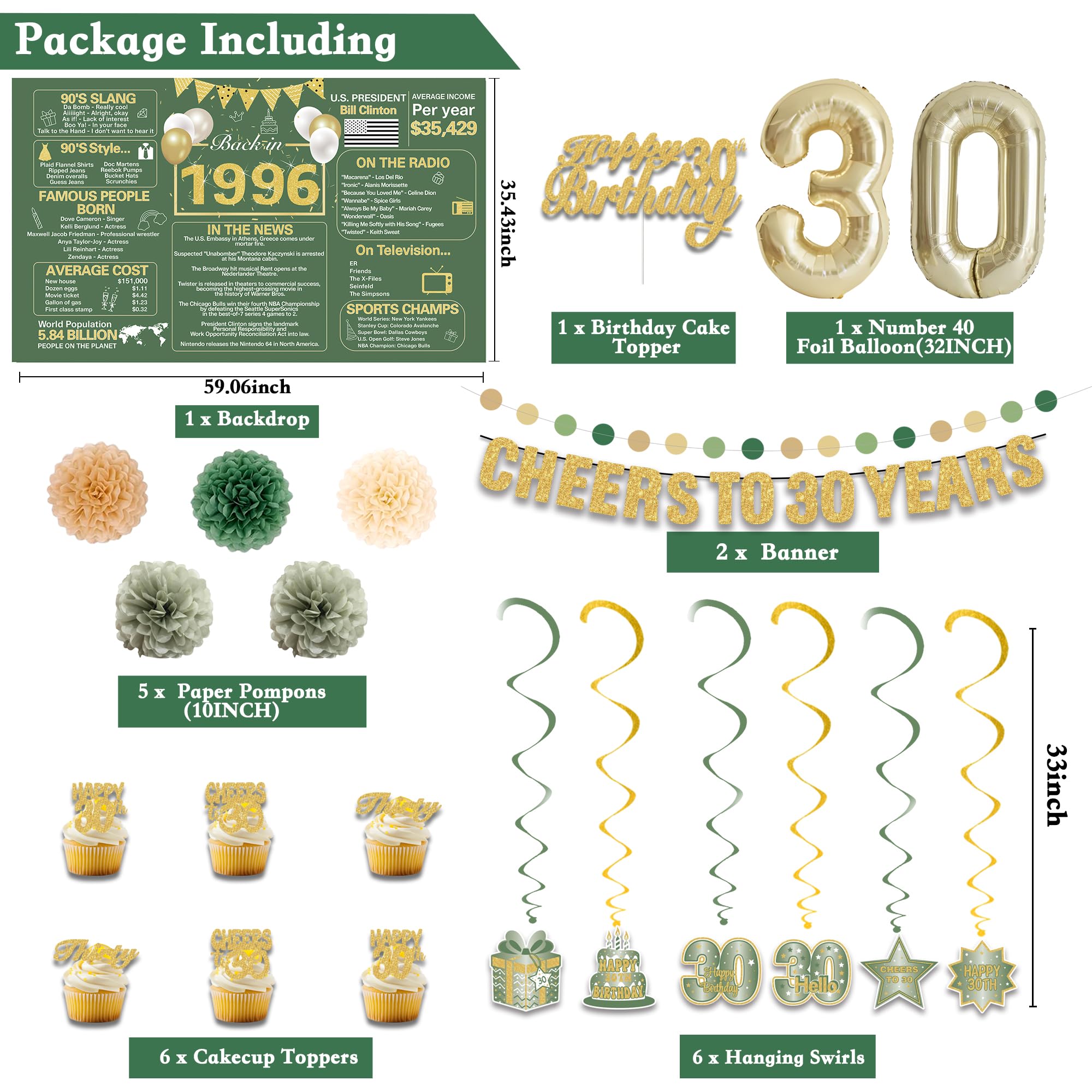 Crenics green and gold banner cheers to 30 years for festive captions