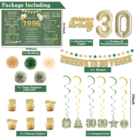 Crenics green and gold banner cheers to 30 years for festive captions