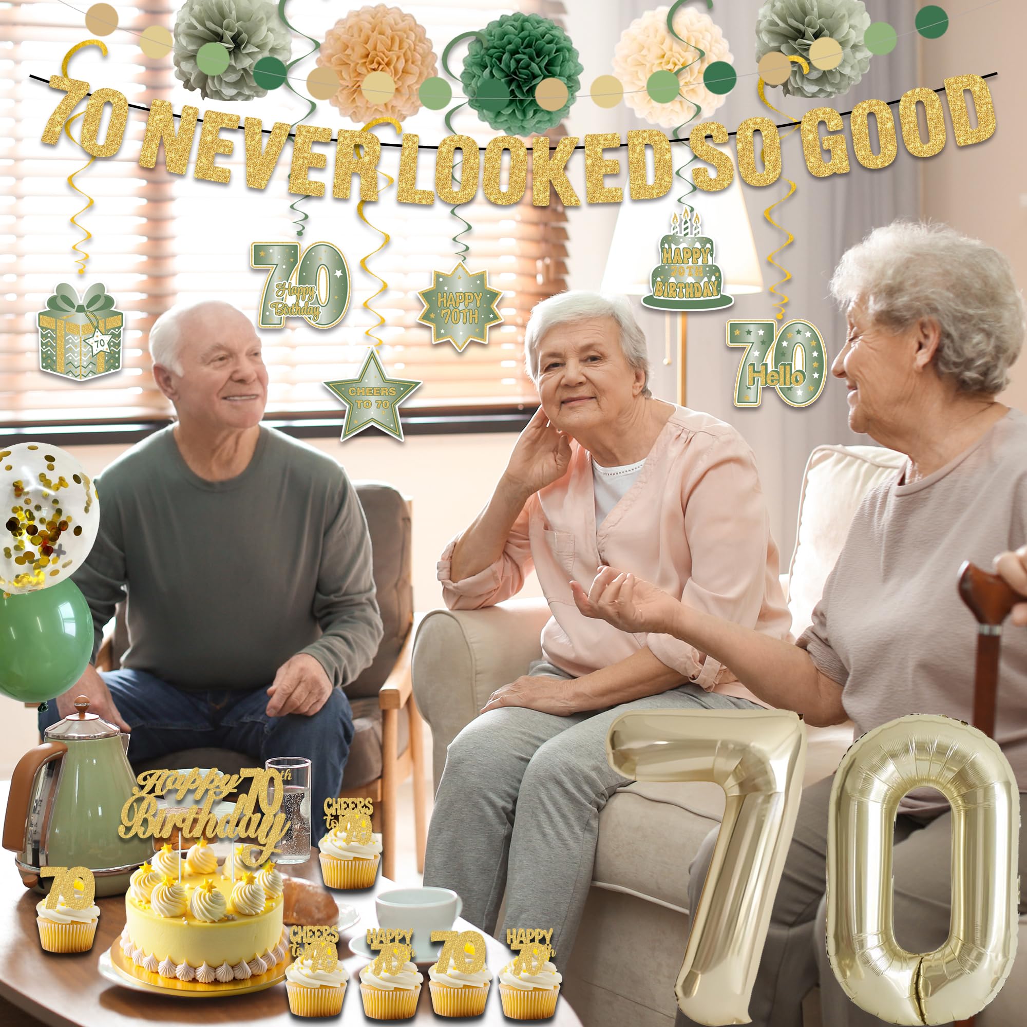 Crenics green-gold backdrop setup invites candid party photos.