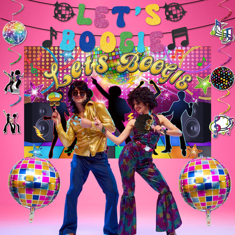 Crenics music-note foil balloons create energetic retro vibe