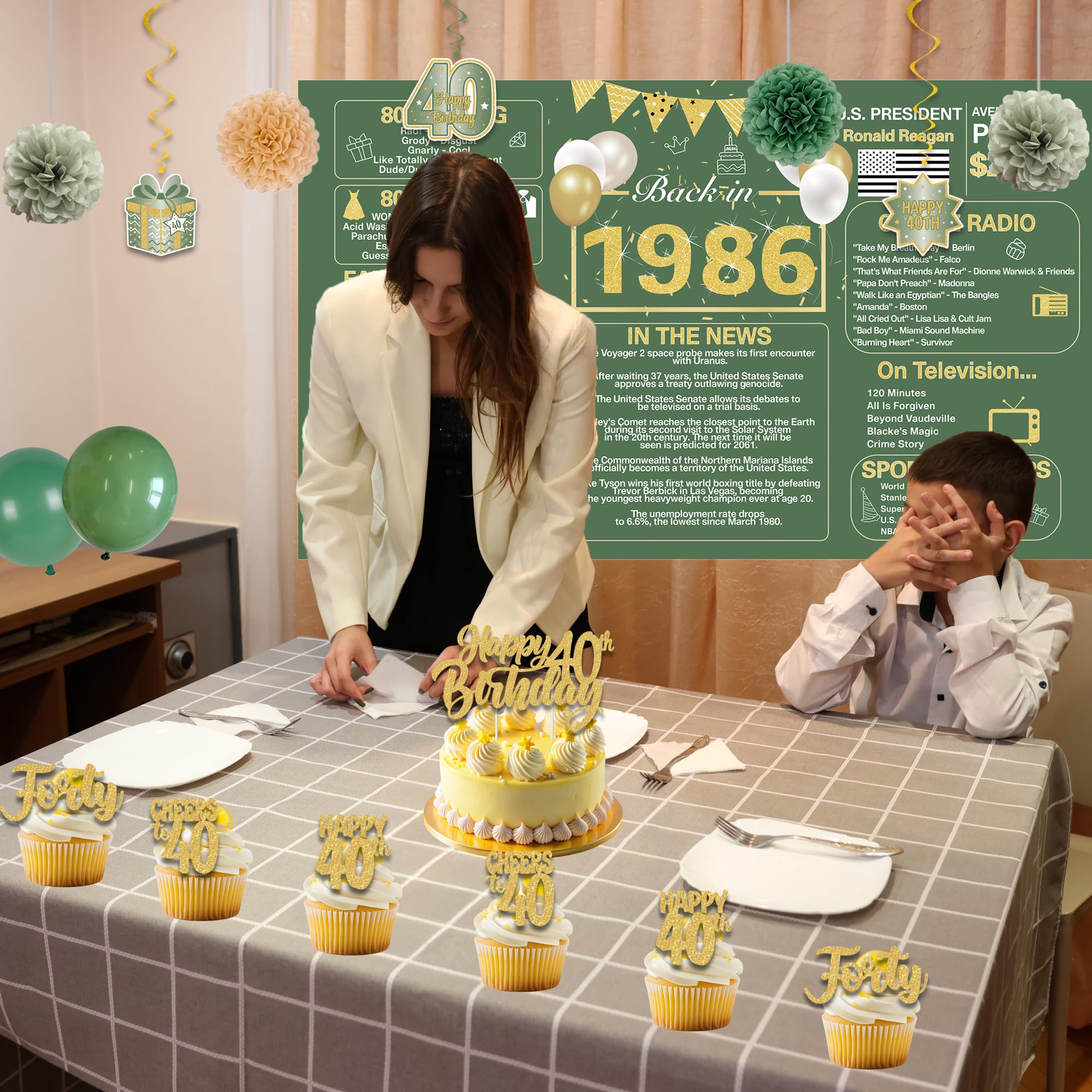 Crenics paper pom poms provide color and texture for group photos and tables