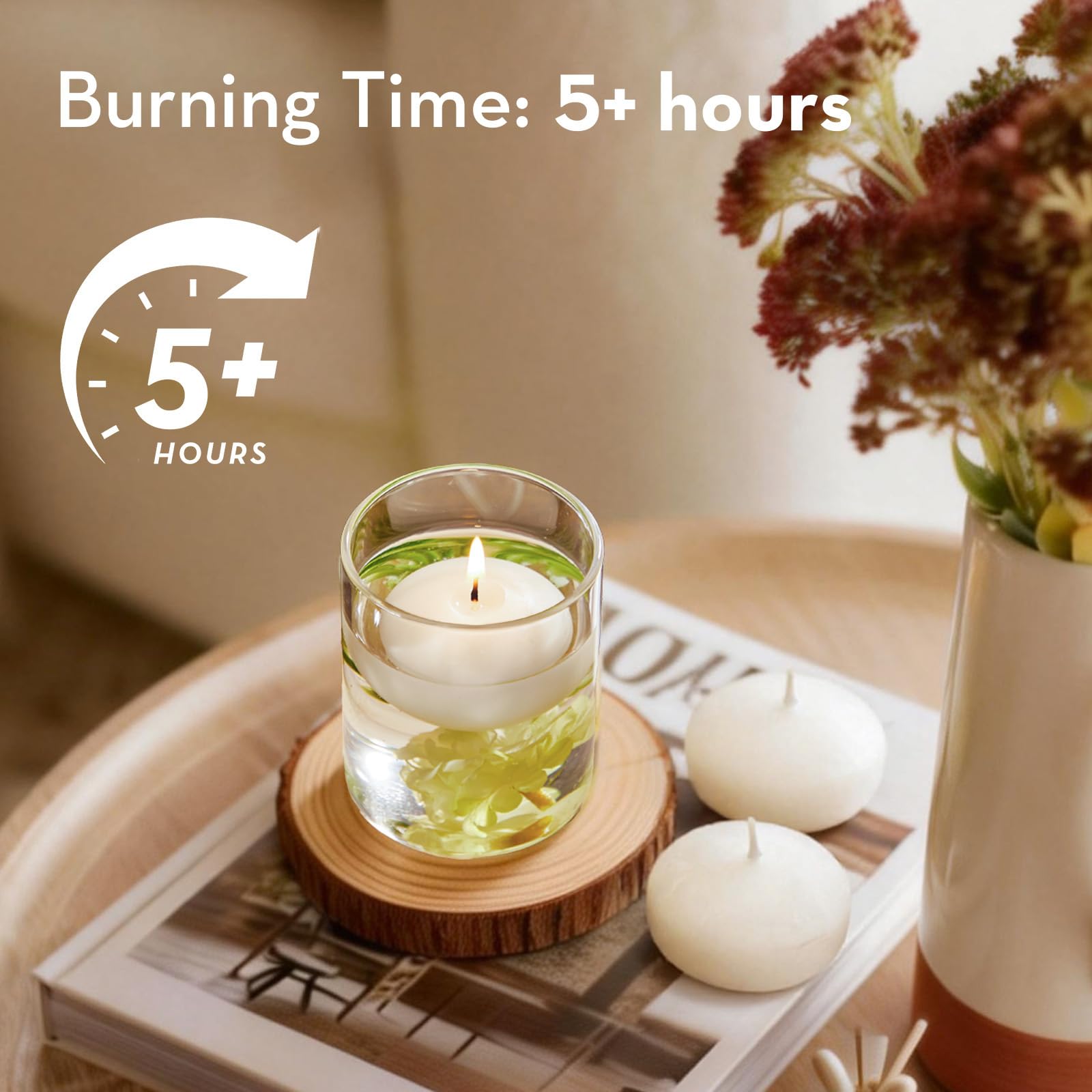 Crenovo dripless water candle in ivory for clean tabletops