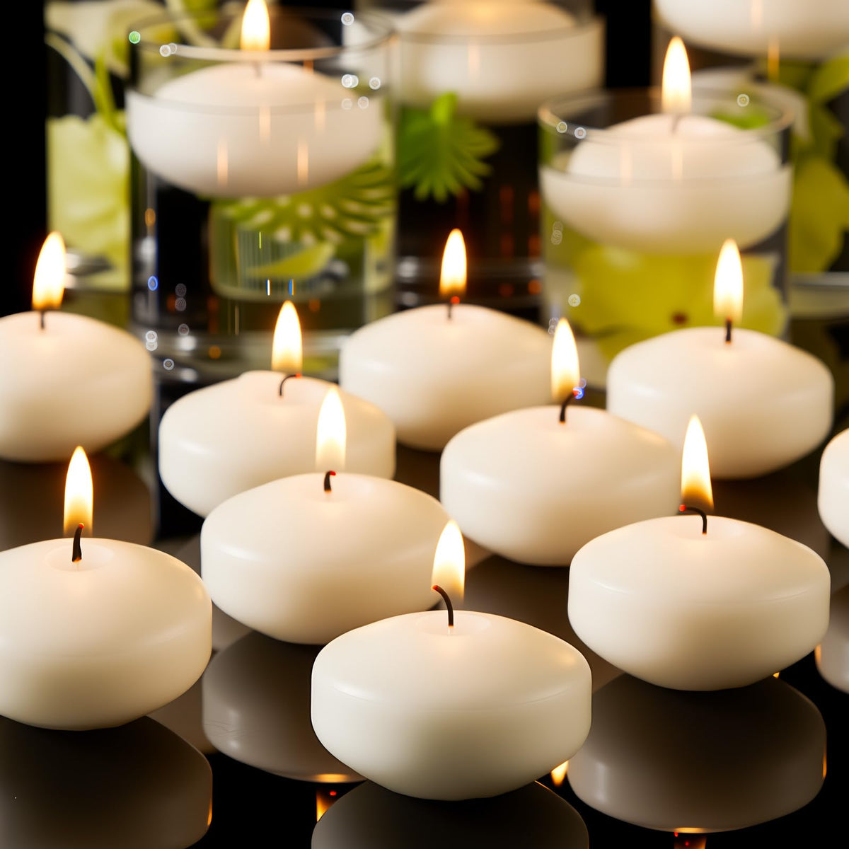Crenovo floating candle in a water centerpiece for elegant weddings