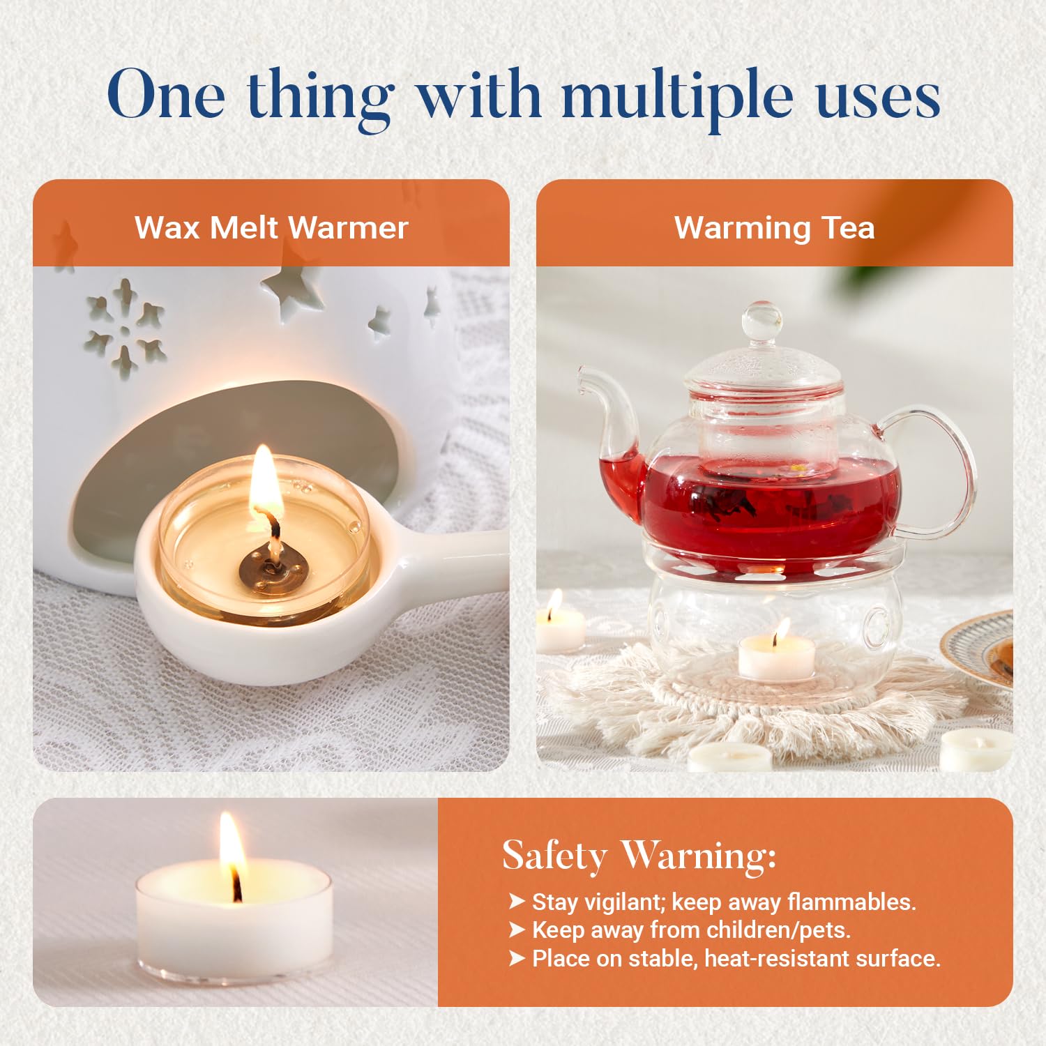 Crenovo tea light with cotton wick for clean, even burn