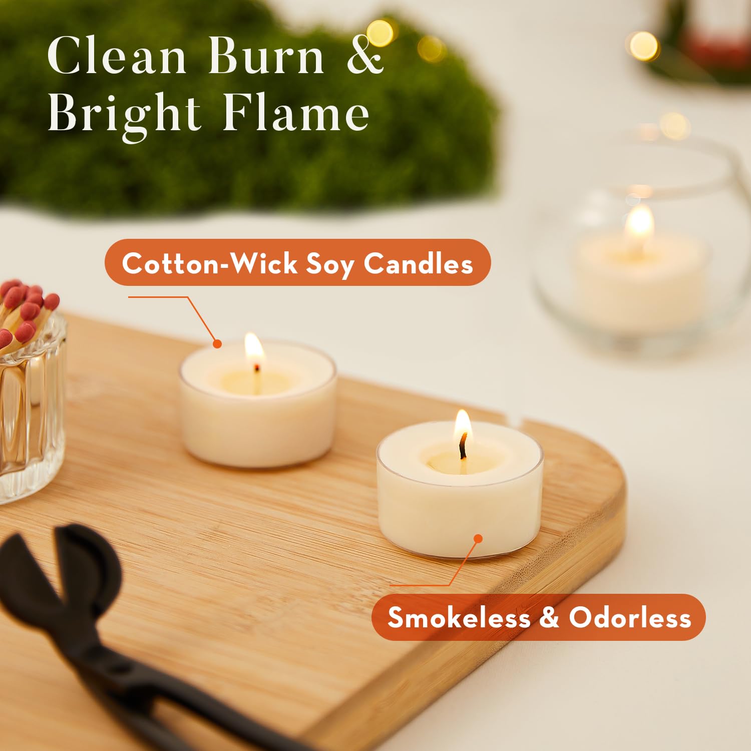 Crenovo tea lights bulk pack image shows 100-count value.