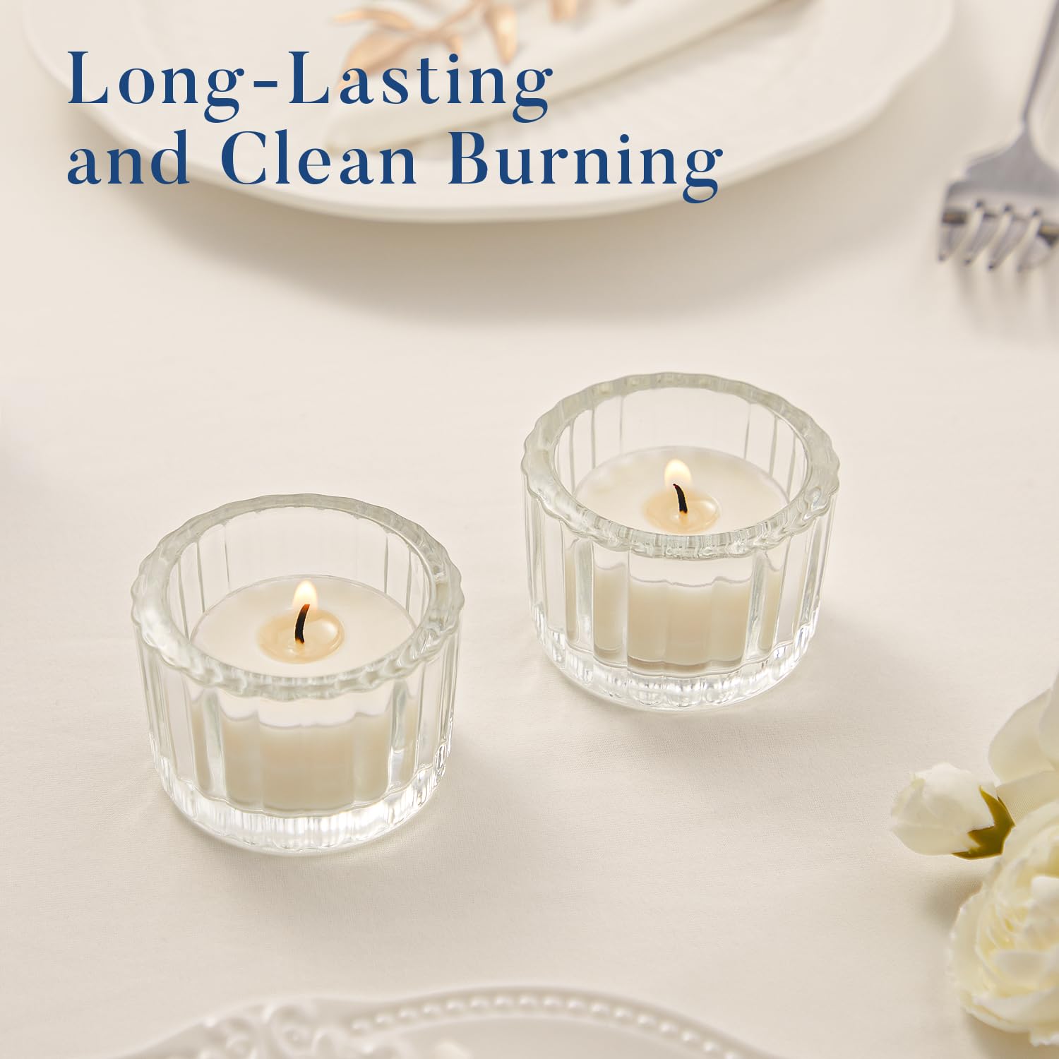 Crenovo tea lights on dining table for a calm, spa-like mood.