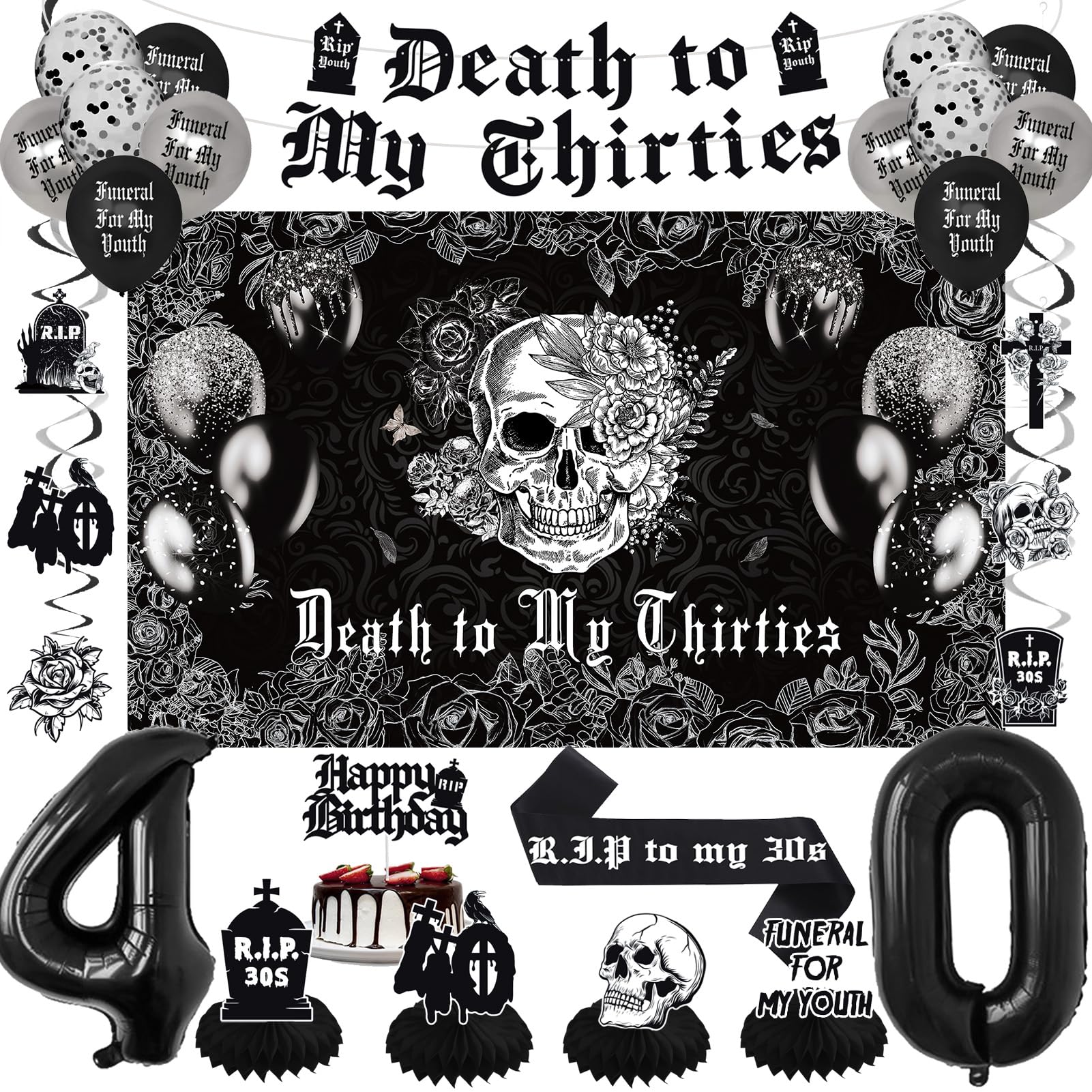 Crenics death to my thirties backdrop for dramatic party photos