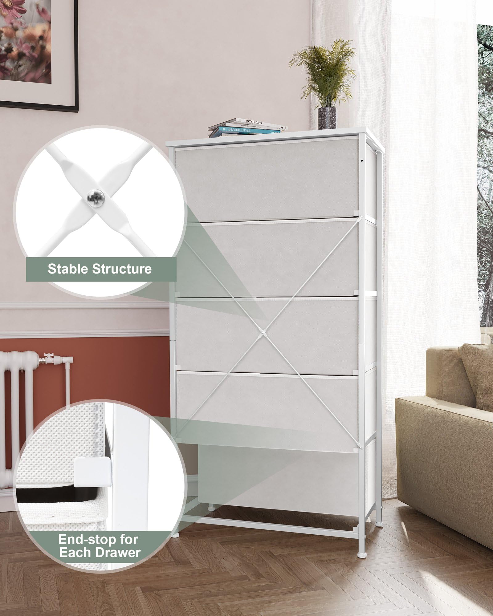 Crestlive tall dresser anti scratch feet protecting floors and stabilizing unit