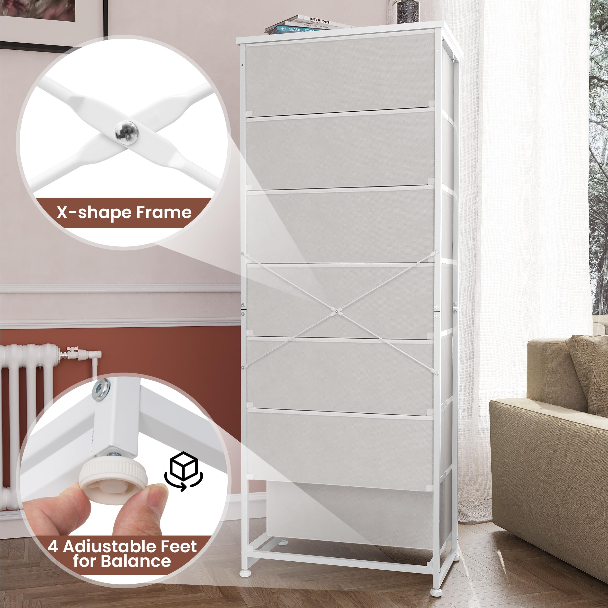 Crestlive tall dresser in hallway or nursery adds discreet storage.