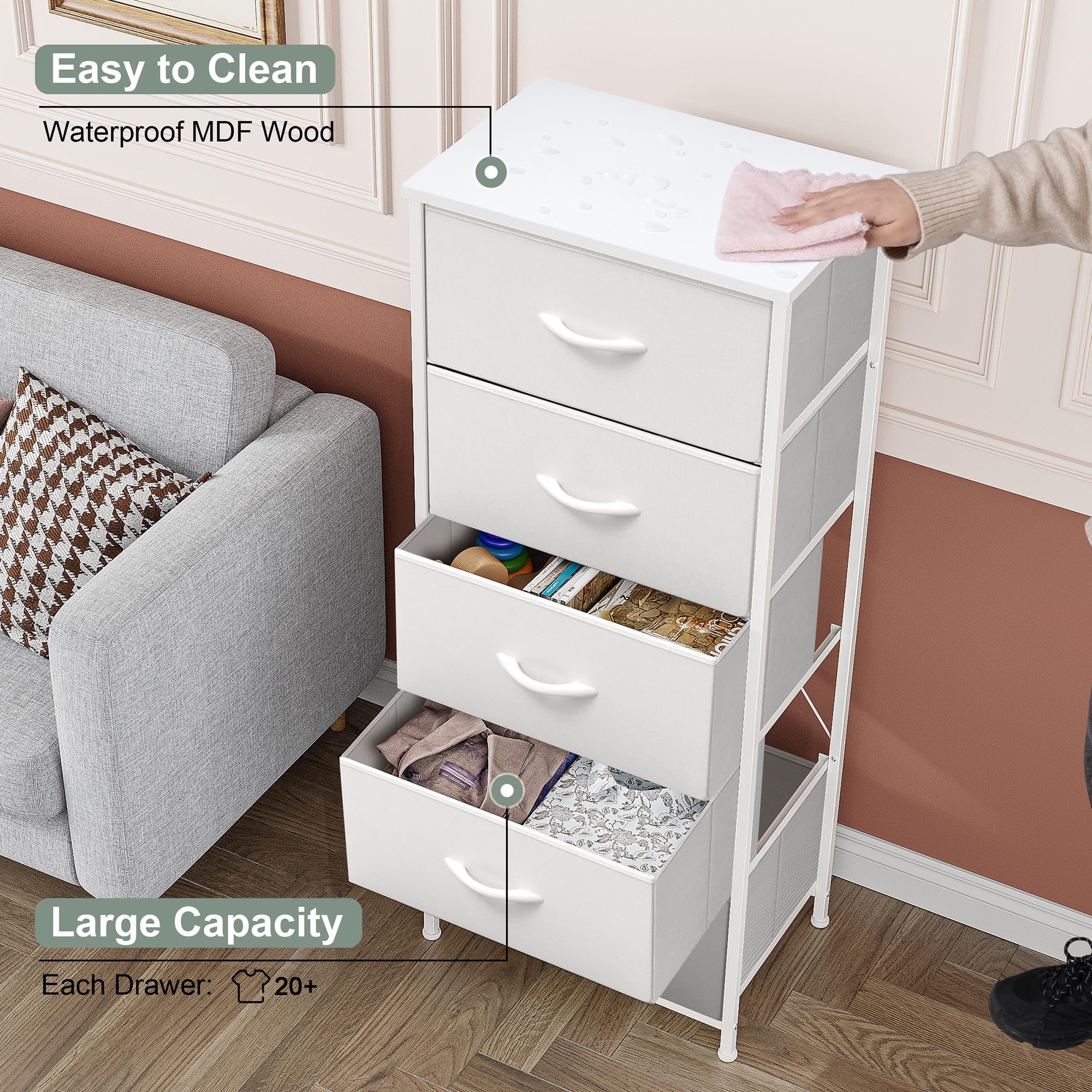 Crestlive Tall Dresser has removable drawers for flexible storage.