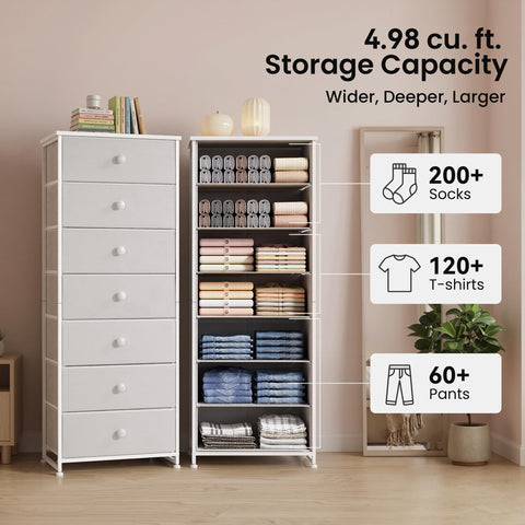 Crestlive tall dresser with removable drawers supports flexible closet organization.