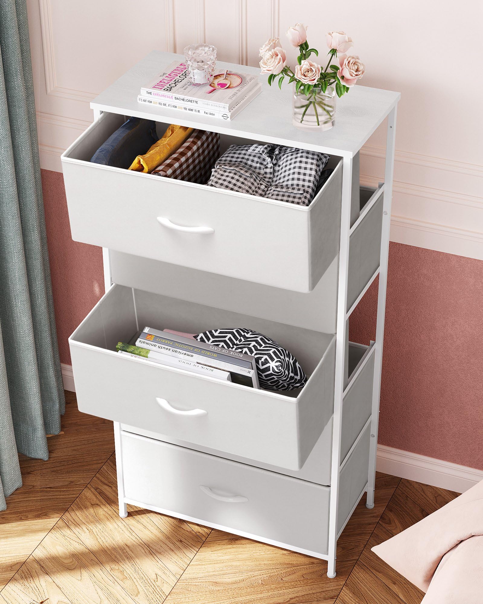 Crestlive tall dresser sturdy steel frame and fabric drawers for daily use