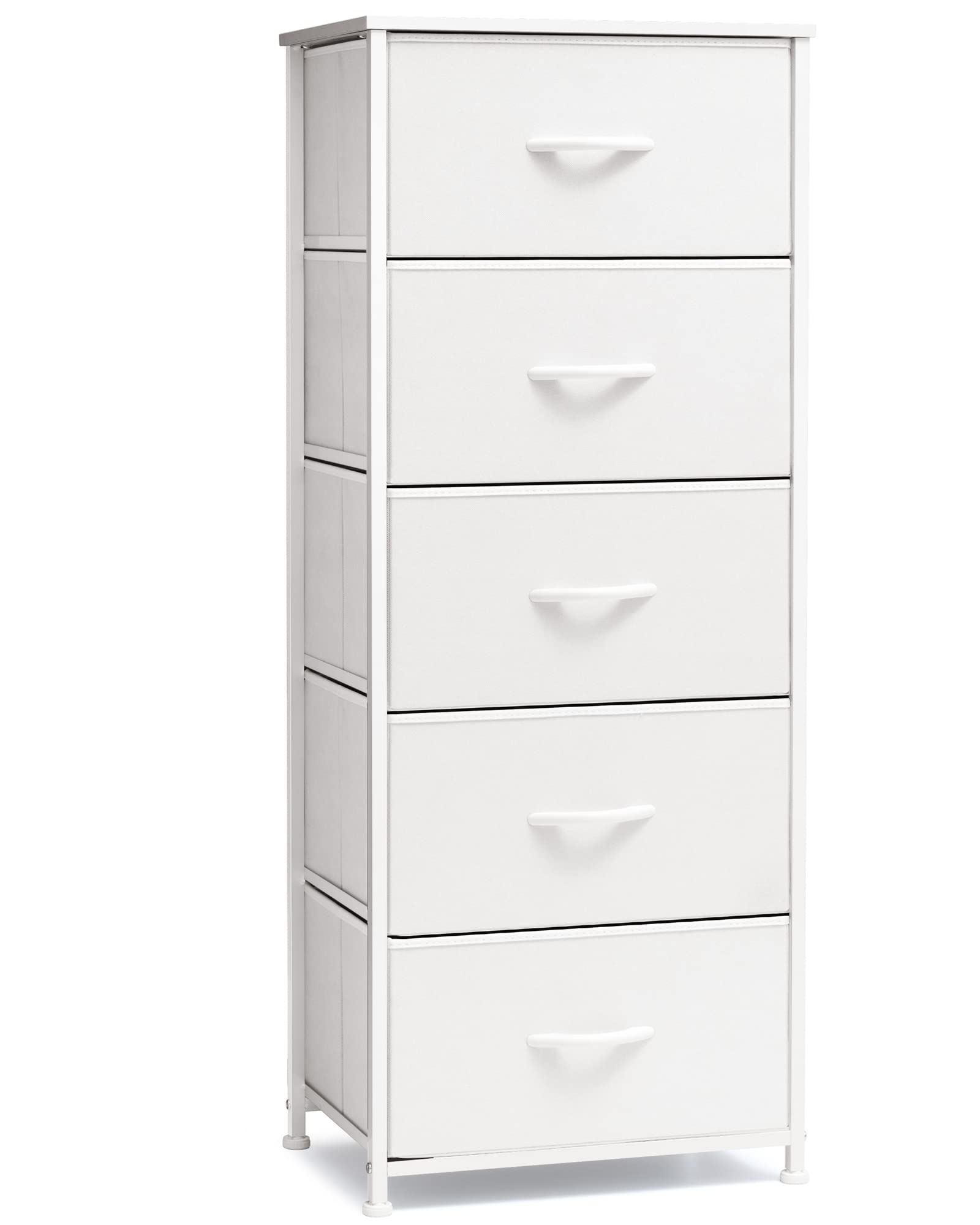 Crestlive Tall Dresser with 5 drawers enhances vertical storage in bedrooms.
