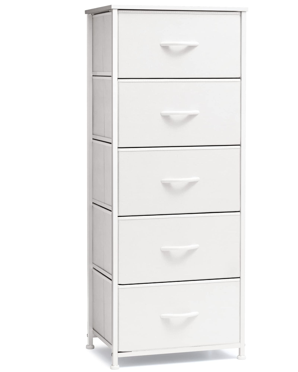 Crestlive Tall Dresser with 5 drawers enhances vertical storage in bedrooms.