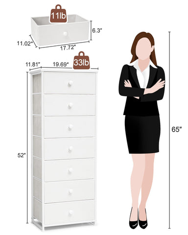 Crestlive tall dresser with wood top and drawers provides a durable surface.