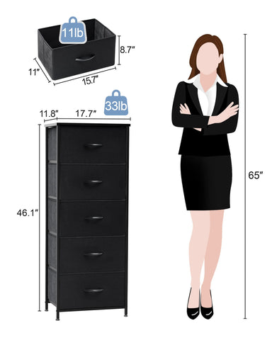 Crestlive vertical dresser open drawer demonstrates easy-pull fabric bins.
