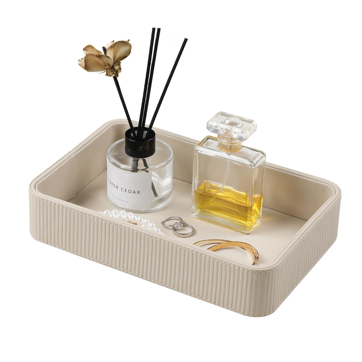 Cretkhp valet tray stripe design for keys, reducing entry clutter