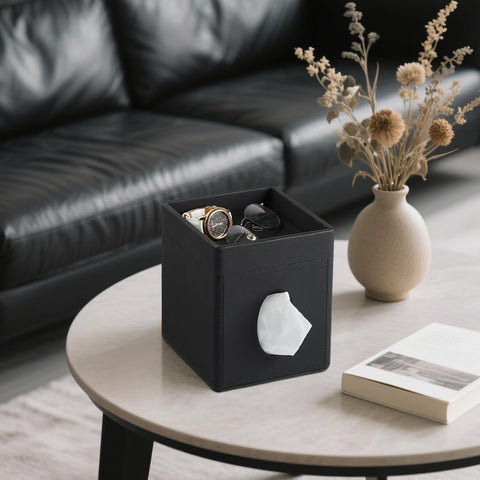 Cretkhp tissue box cover with magnetic lid keeps tissues secure