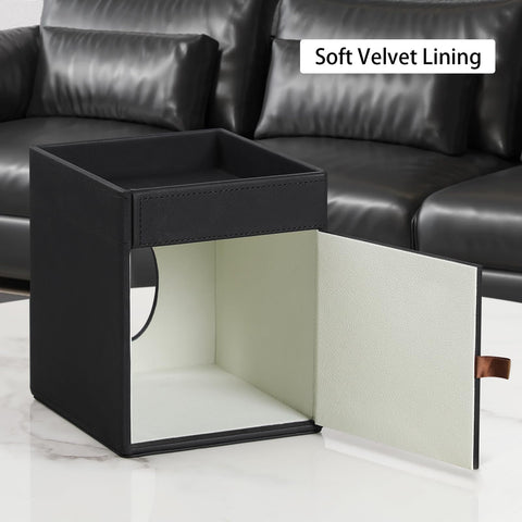 Cretkhp tissue box cover black PU leather texture adds durable luxury