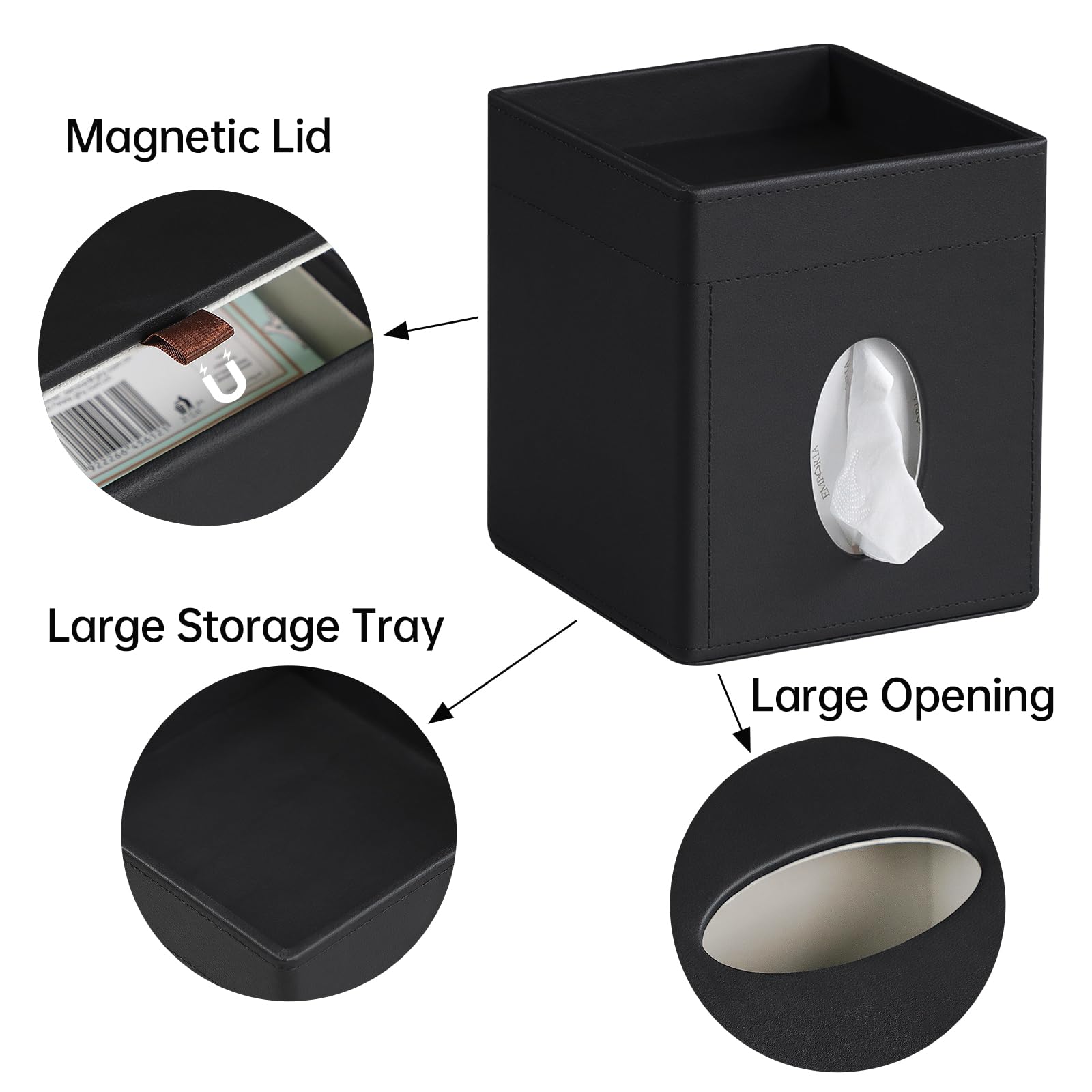 Cretkhp tissue box cover with top storage tray for small items