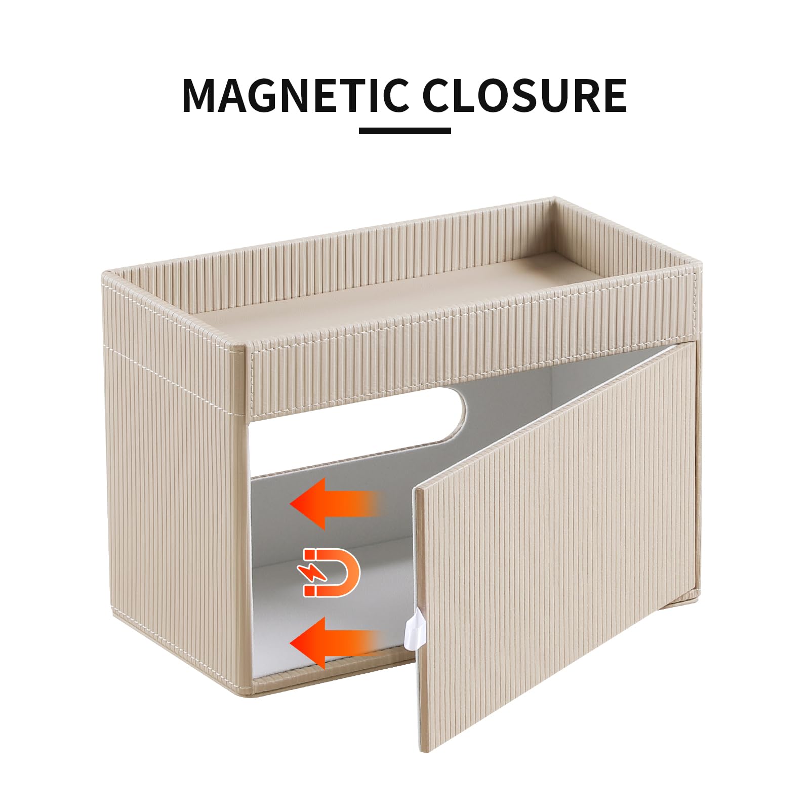 Top storage tray holds cosmetics, remotes, or small décor.