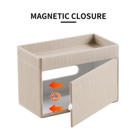 Top storage tray holds cosmetics, remotes, or small décor.