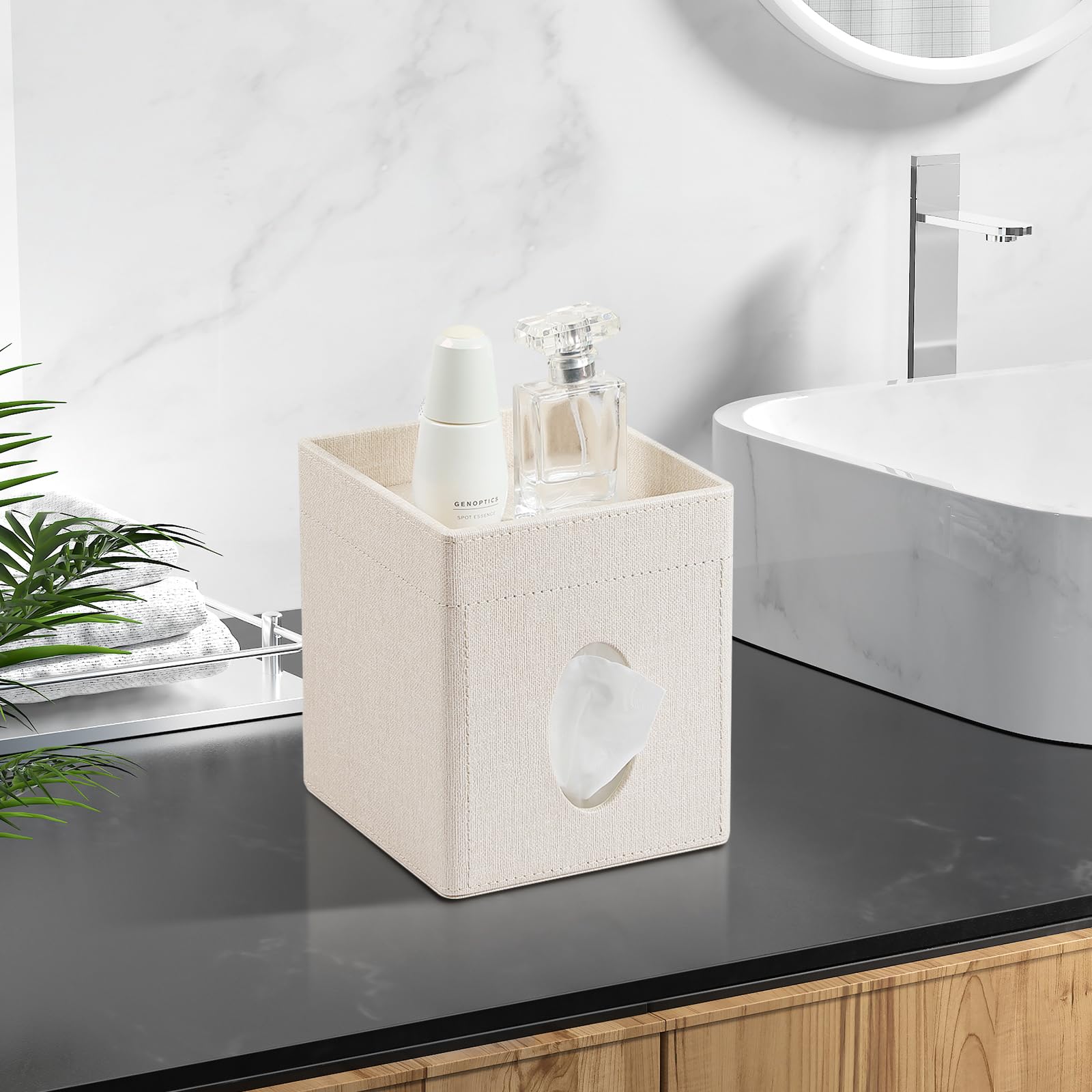 Cretkhp tissue box cover waterproof and stain resistant for busy spaces.