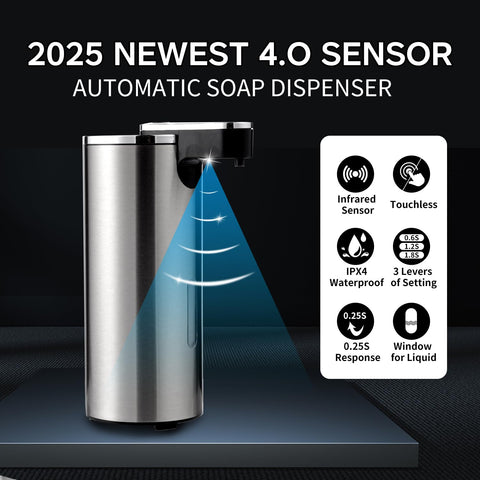 Crevauh automatic soap dispenser pump head highlighting durable stainless steel components.