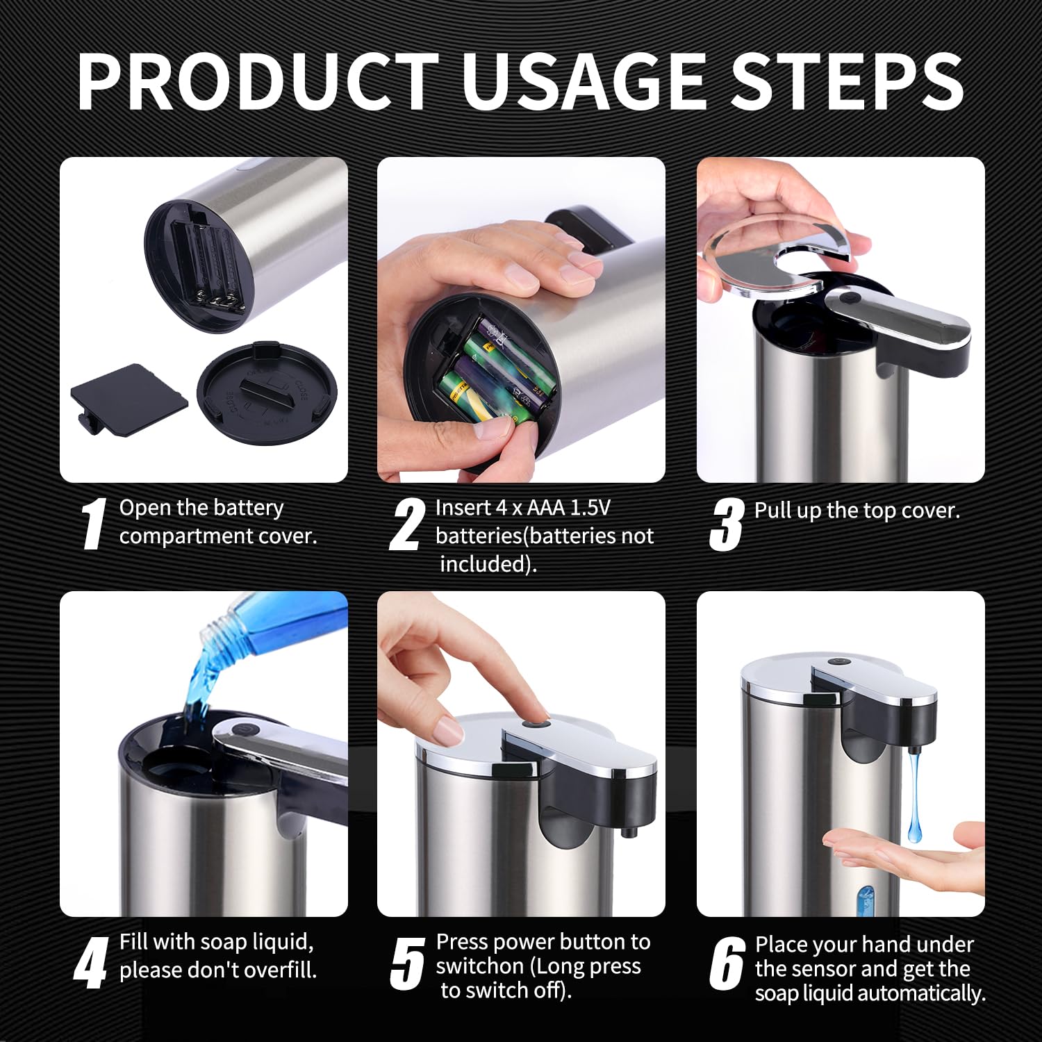 Crevauh 3-level volume control helps tailor soap usage.