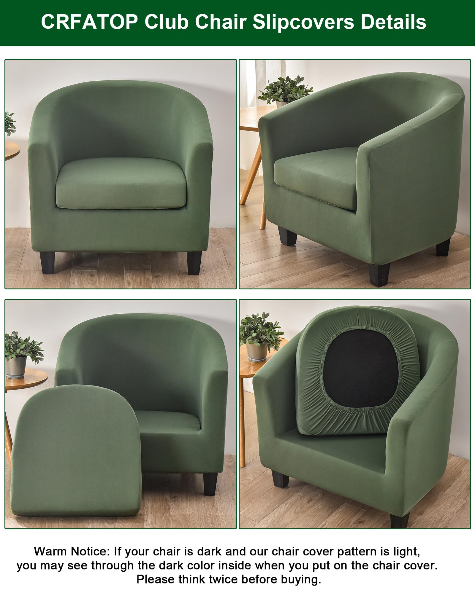 CRFATOP green armchair cover protecting against pets and everyday wear.
