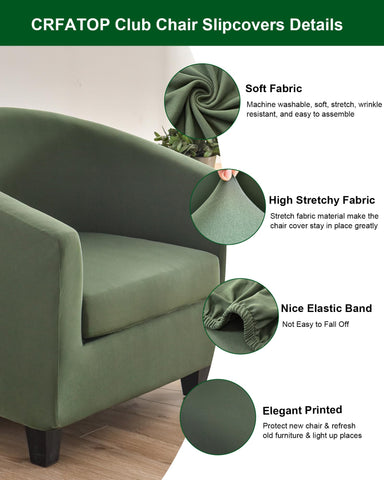 CRFATOP club chair slipcover with fashion pattern and green hue for a refreshed look.