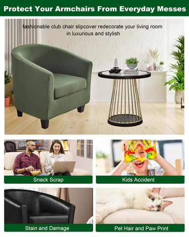 CRFATOP green slipcover on armchair transforming its appearance instantly.