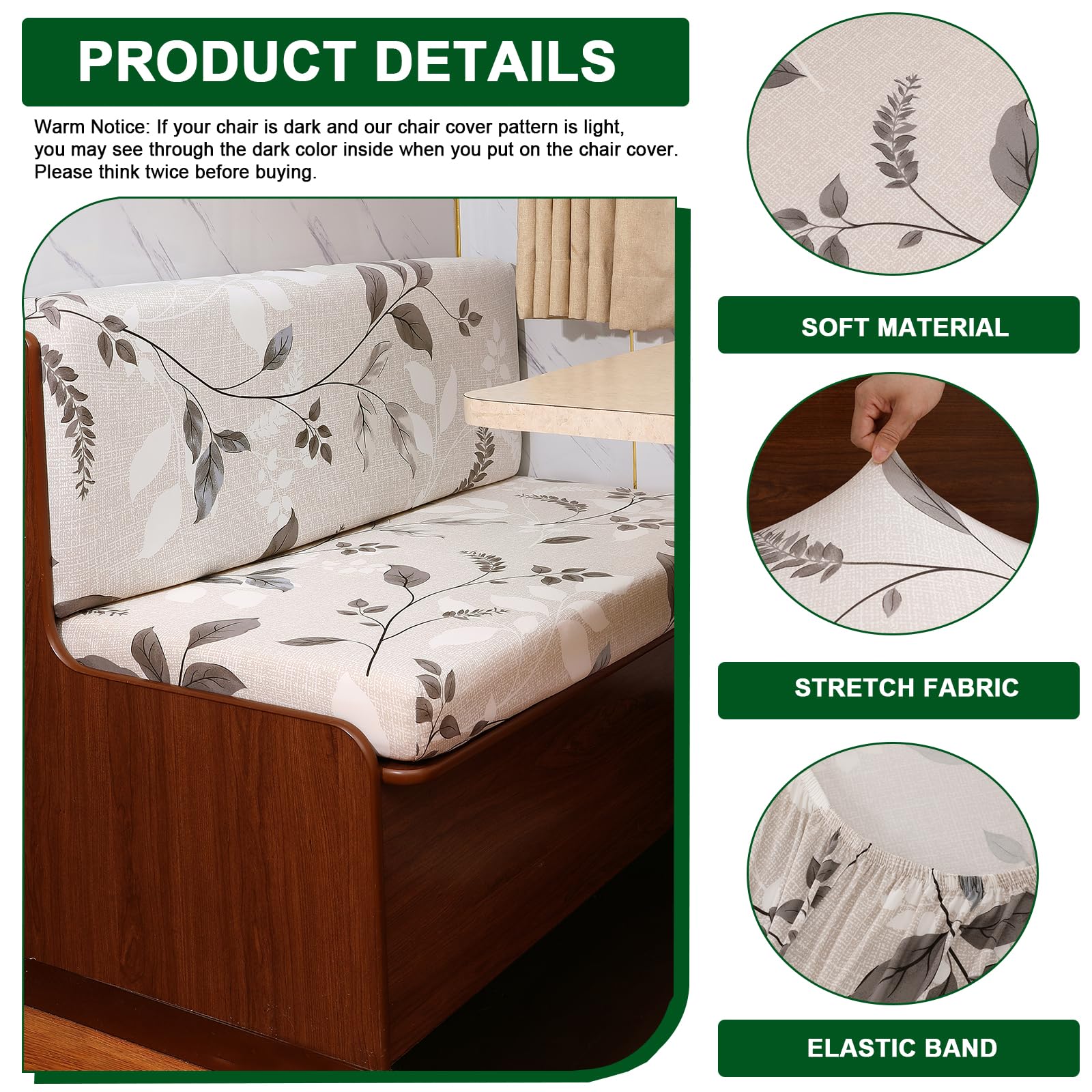 CRFATOP RV dinette bench cover closeup demonstrates durable, wrinkle-resistant protection.